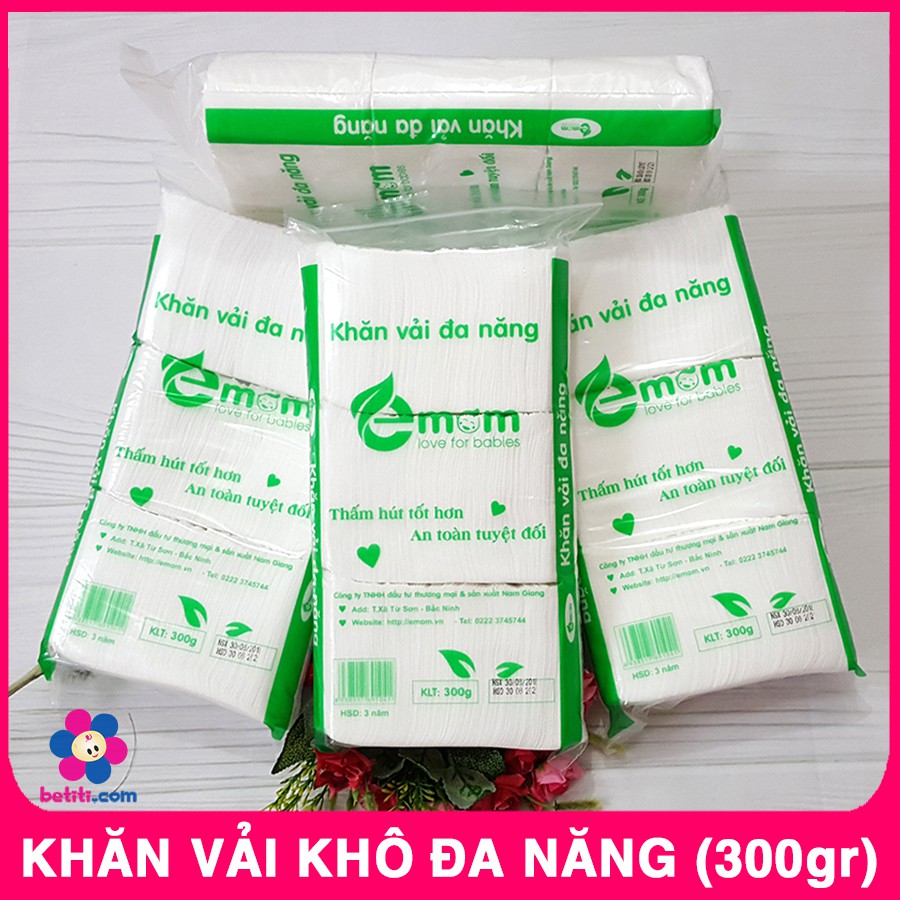 Khăn Khô Đa Năng Cho Bé, Khăn Vải Khô Emom 300gr Cao Cấp, Chính Hãng, Không Mùi