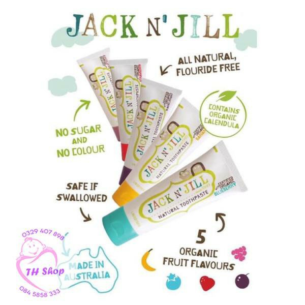 Kem đánh răng Jack N' Jill Úc Organic chính hãng, cho bé trên 6 tháng, có thể nuốt 50g