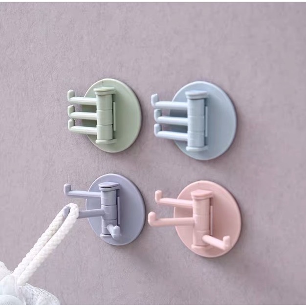 Móc tròn 3 chân dán tường đa năng treo chìa khoá, đồ dùng nhà bếp, nhà tắm tiện lợi_CC888