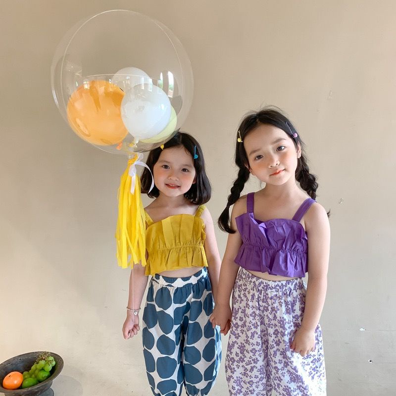 Áo Hai Dây Mùa Hè Mẫu Mới 2021 Phong Cách Hàn Quốc Cho Bé Gái