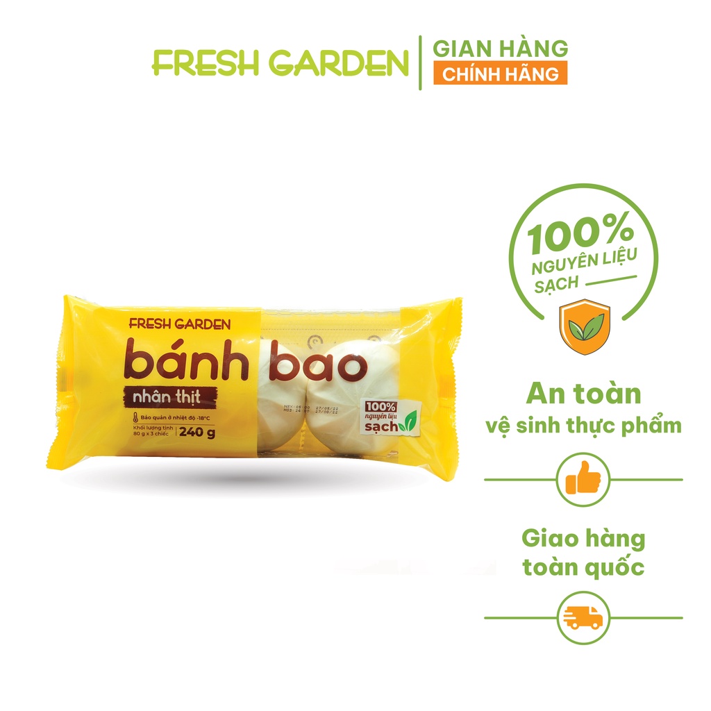 Bánh Bao Nhân Thịt FRESH GARDEN Nhiều Loại Chuẩn Vị Thơm Béo Đầy Đủ Dưỡng Chất Không Chất Bảo Quản 240g