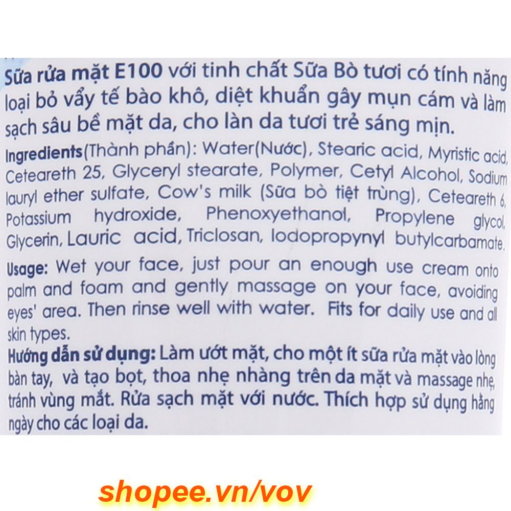 Sữa rửa mặt E100 tinh chất sữa bò 80ml 100% chính hãng