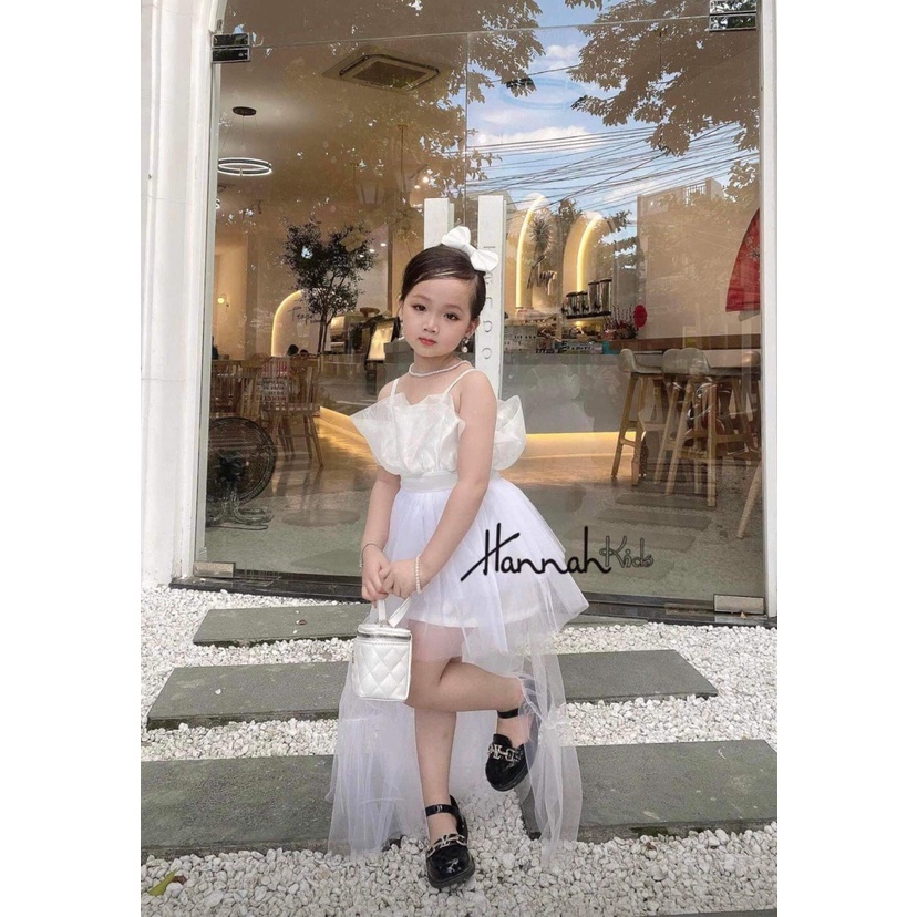 Đầm Công Chúa Đuôi Cá Cho Bé 8-39Kg, Váy Công Chúa Dự Tiệc 2 Dây Màu Đen/Trắng/Đỏ/Xanh Đuôi Cá Cho Bé HANNAH KIDS