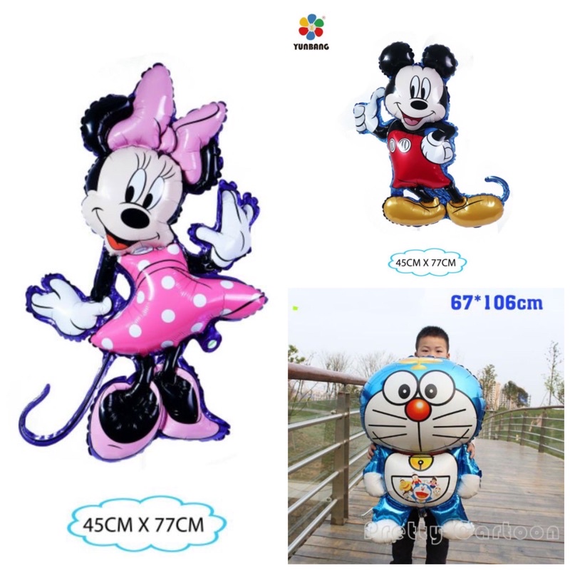 BÓNG NHÔM HÌNH CHUỘT, Chuột Mickey,Doremon   TO 60CM SIÊU ĐÁNG YÊU