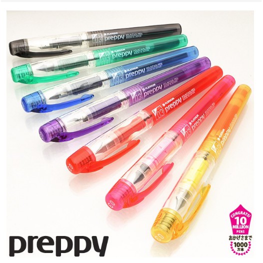 Combo 2 Bút Máy Nhật Bản Preppy Platinum ngòi 0.3 mực nhiều màu ( Made in Japan)