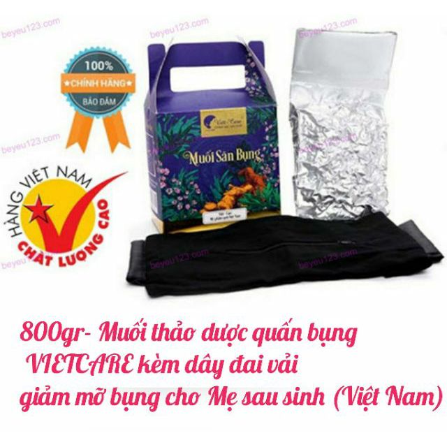 Muối thảo dược quấn bụng VIETCARE kèm dây đai vải giảm mỡ bụng cho Mẹ sau sinh (Việt Nam) 800gr