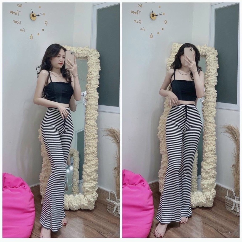Quần dài thun ống loe 3 SIZE siêu hack dáng Thun Quảng Châu Siêu Tốt