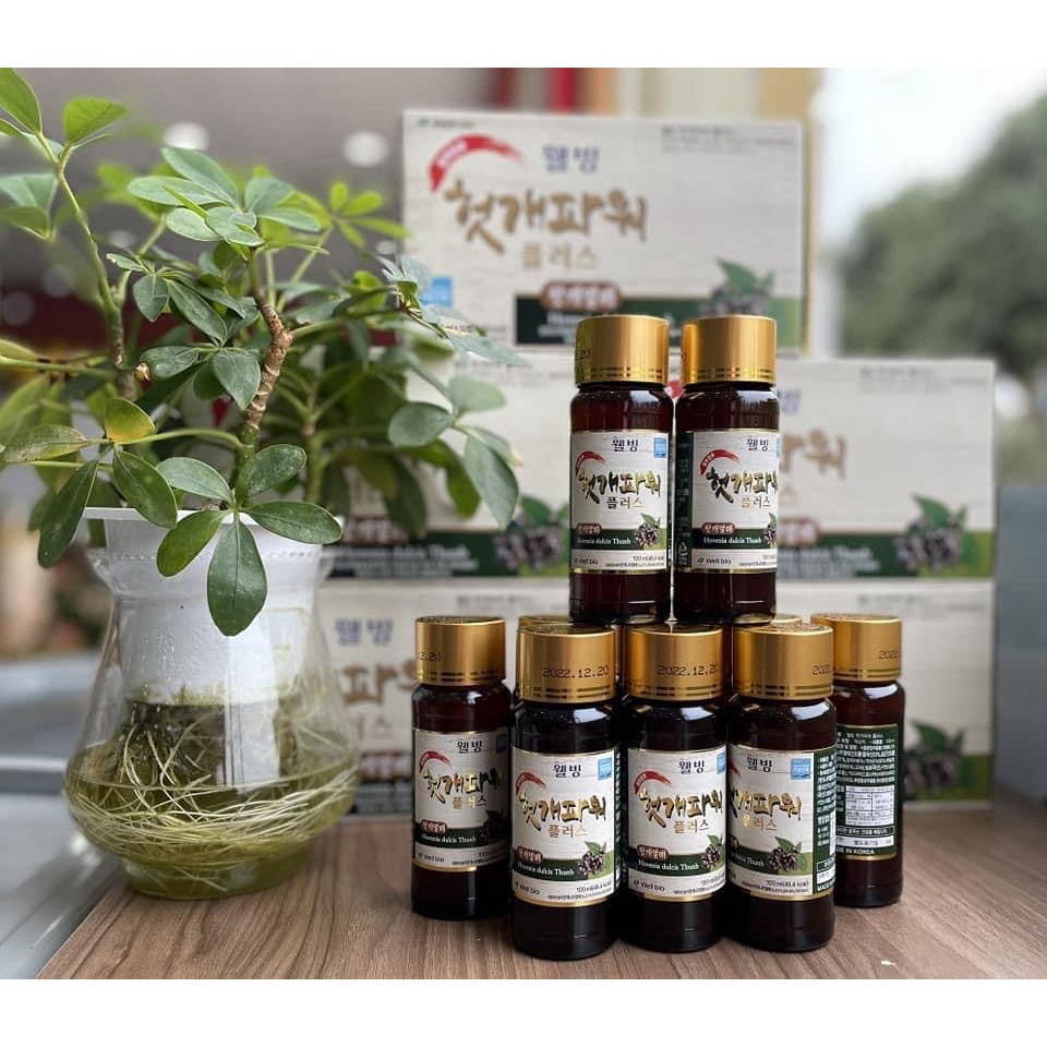Nước WellBio Hàn Quốc giải rượu giã rượu bia giải độc gan hộp 10 chai 100ml