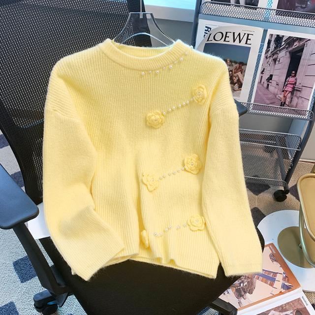 Áo Khoác Sweater Dệt Kim Đính Hoa Kiểu Nhật Bản Dễ Thương