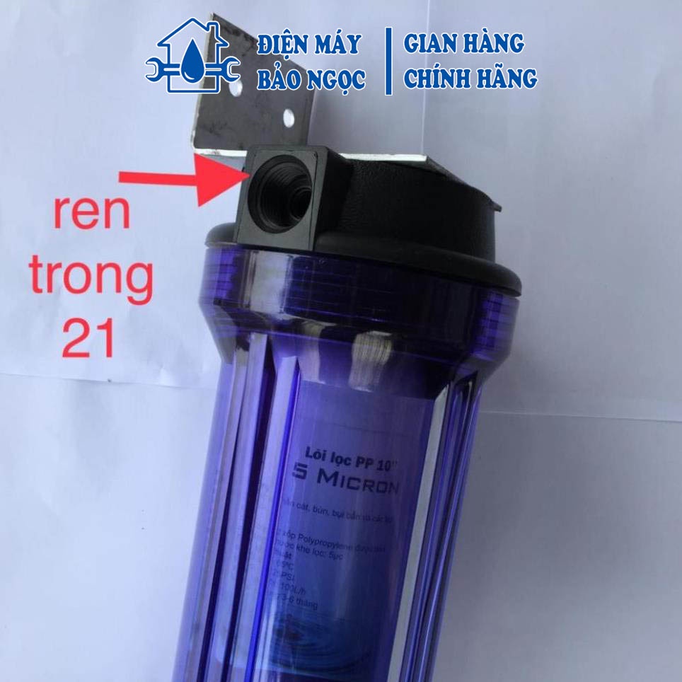 Cốc lọc nước thô đầu nguồn 10 inch, ren 21 dùng cho máy lọc nước