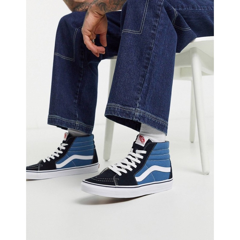 Vans cao cổ Sk8 xanh navy, giày vans old skool classic nam nữ CHÍNH HÃNG cao cấp Full box