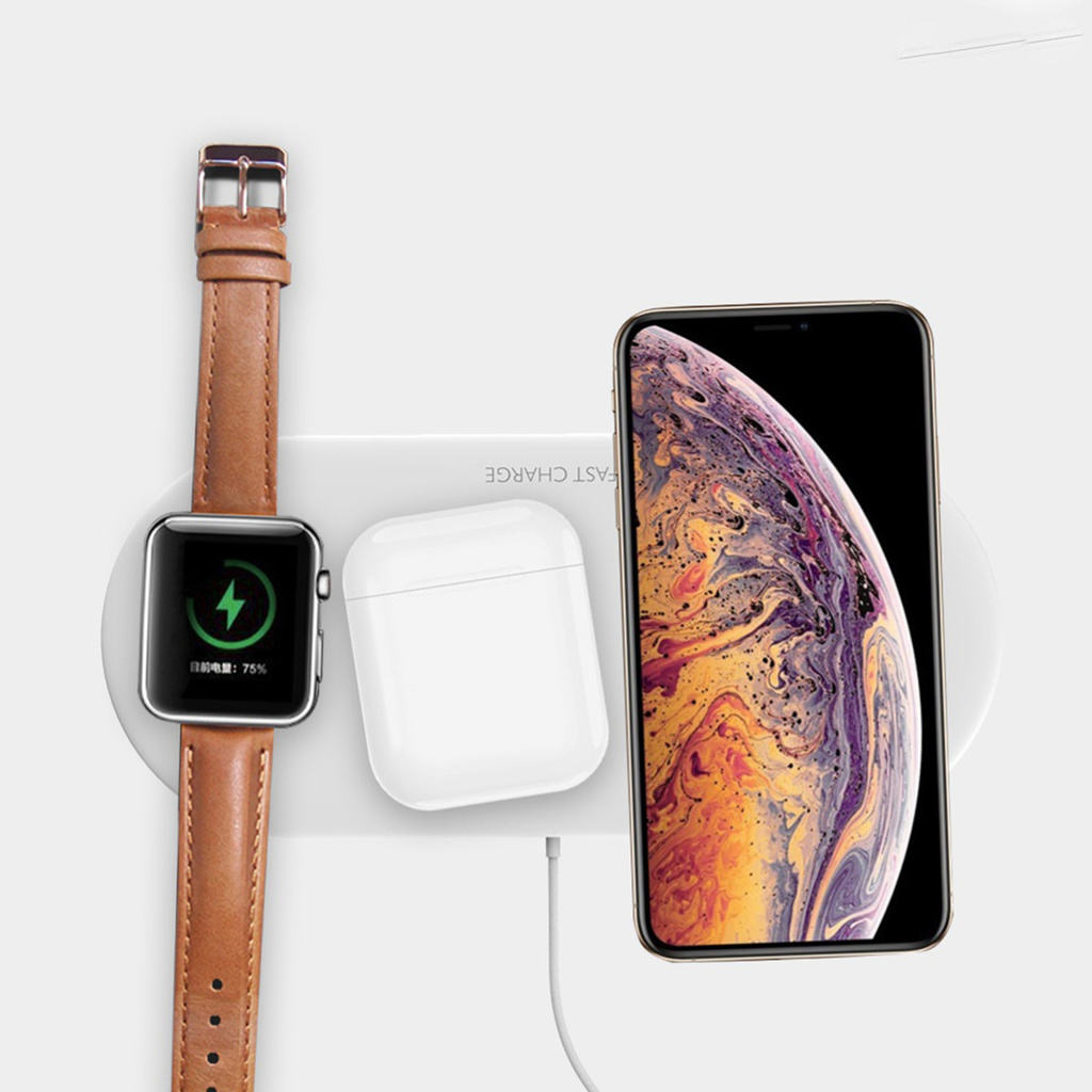 Bộ Sạc Không Dây Thông Minh 3 Trong 1 10w Dùng Cho Iphone I-Watch Air Pods