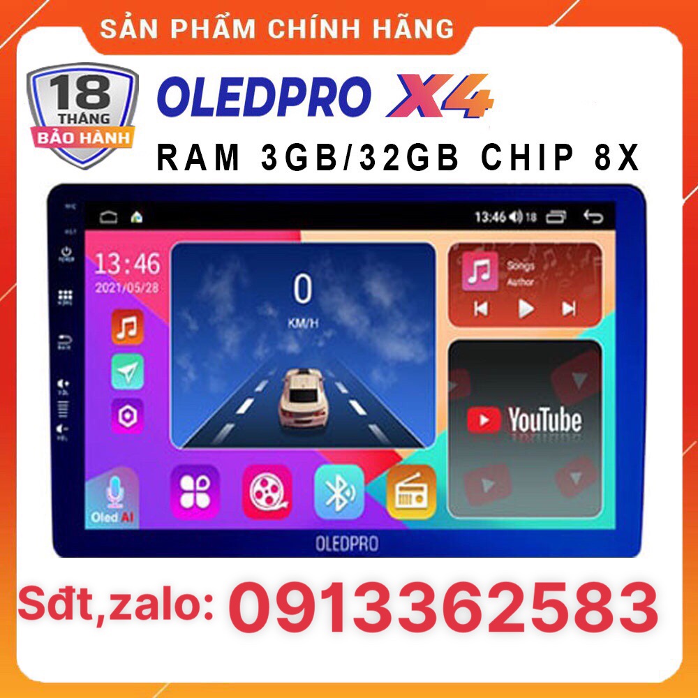 Màn Hình DVD Android Ô Tô OLED PRO X4 Chính Hãng Ram 3G Rom 32 chip 8 lõi chạy đa nhiệm, 3 bản đồ dẫn đường- Bh 18 tháng