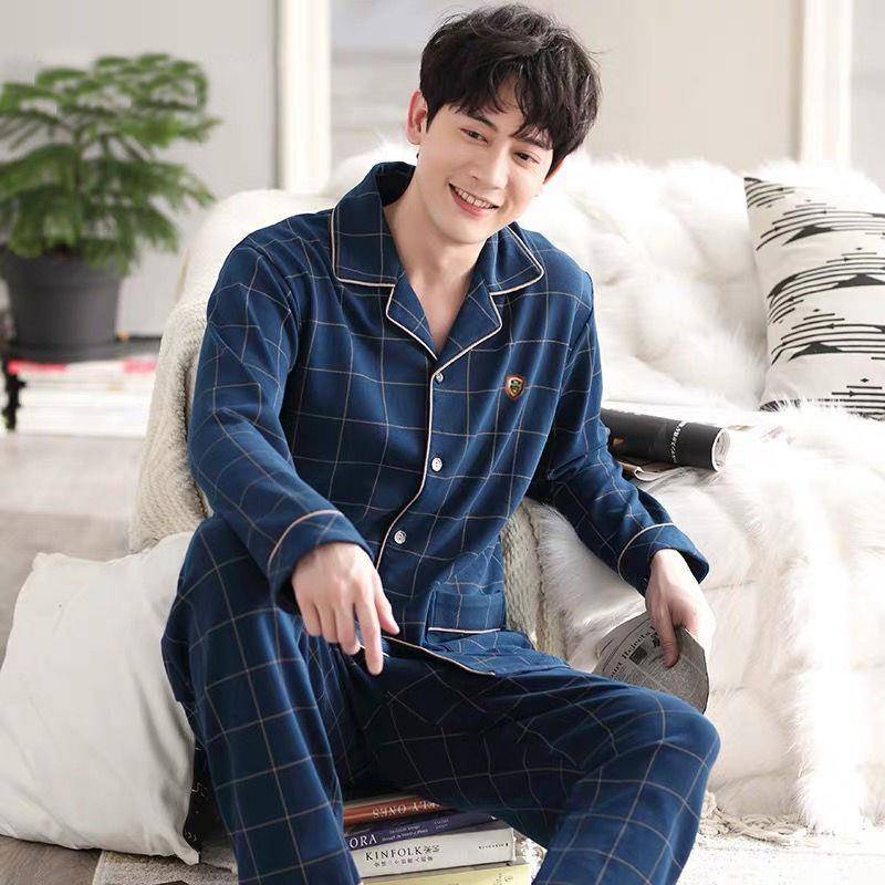 Bộ Đồ Ngủ Vải Cotton Tay Dài Thời Trang Xuân Đông Cho Nam