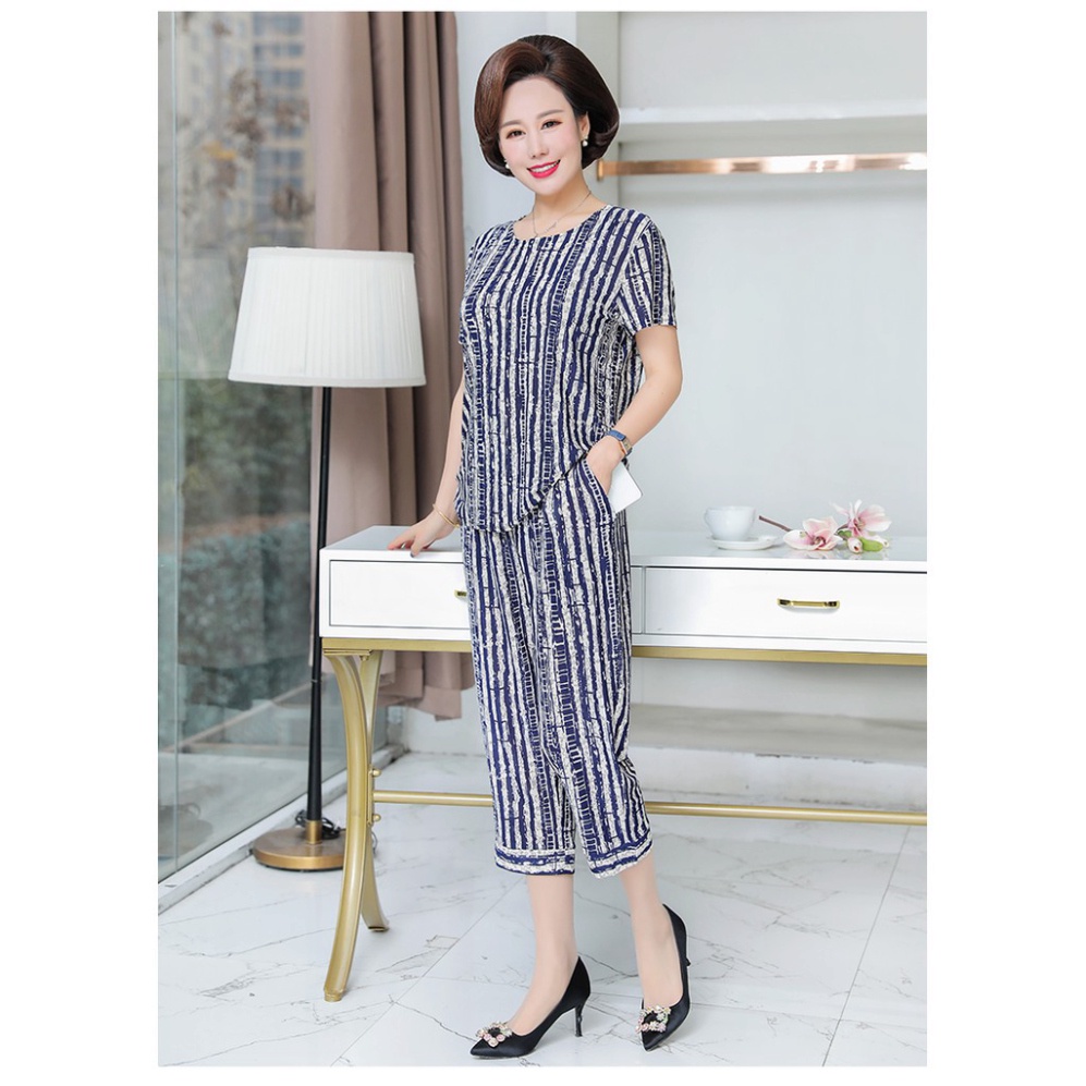 bộ mặc nhà trung niên mùa hè  thun lạnh