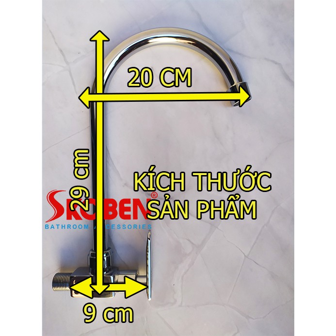 Vòi rửa bát lạnh SKOBEN loại gắn tường mạ crom