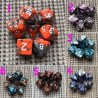 Bộ 7 xúc xắc nhiều mặt chơi game TRPG Dungeons & Dragons D4-D20, nhiều màu