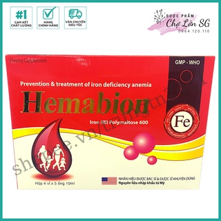 Siro bổ sung sắt ống HEMABION giảm nguy cơ thiếu maú do thiếu sắt - Hộp 20 ống