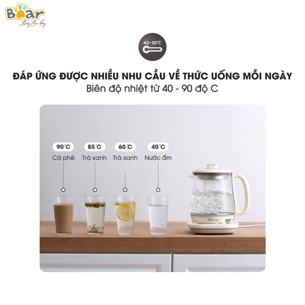 Máy Pha Trà Đa Năng Bear 12 Chế Độ Toàn Đa Năng, Giữ Ấm Pha Sữa Cho Bé - SUBE011 - Bản Tiếng Việt Bảo hành 18TH