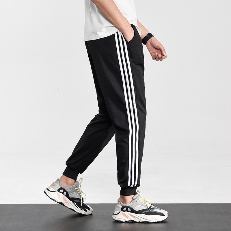 Quần Jogger 3 sọc nam nữ ống bó, quần thể thao adidas nam nữ ống bó, Quần thể dục nam phối 3 sọc