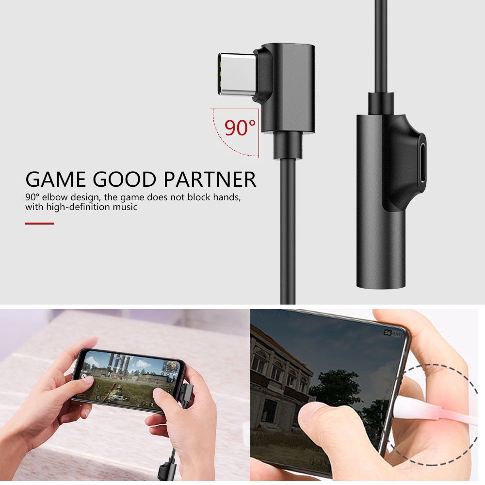 Cáp chuyển đổi âm thanh từ USB Type C sang cổng AUX 3.5mm hỗ trợ sạc và nghe nhạc cùng lúc