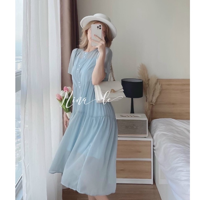 Đầm váy nữ cặp họa tiết 3 màu dễ thương mang phong cách tiêu thư dự tiệc