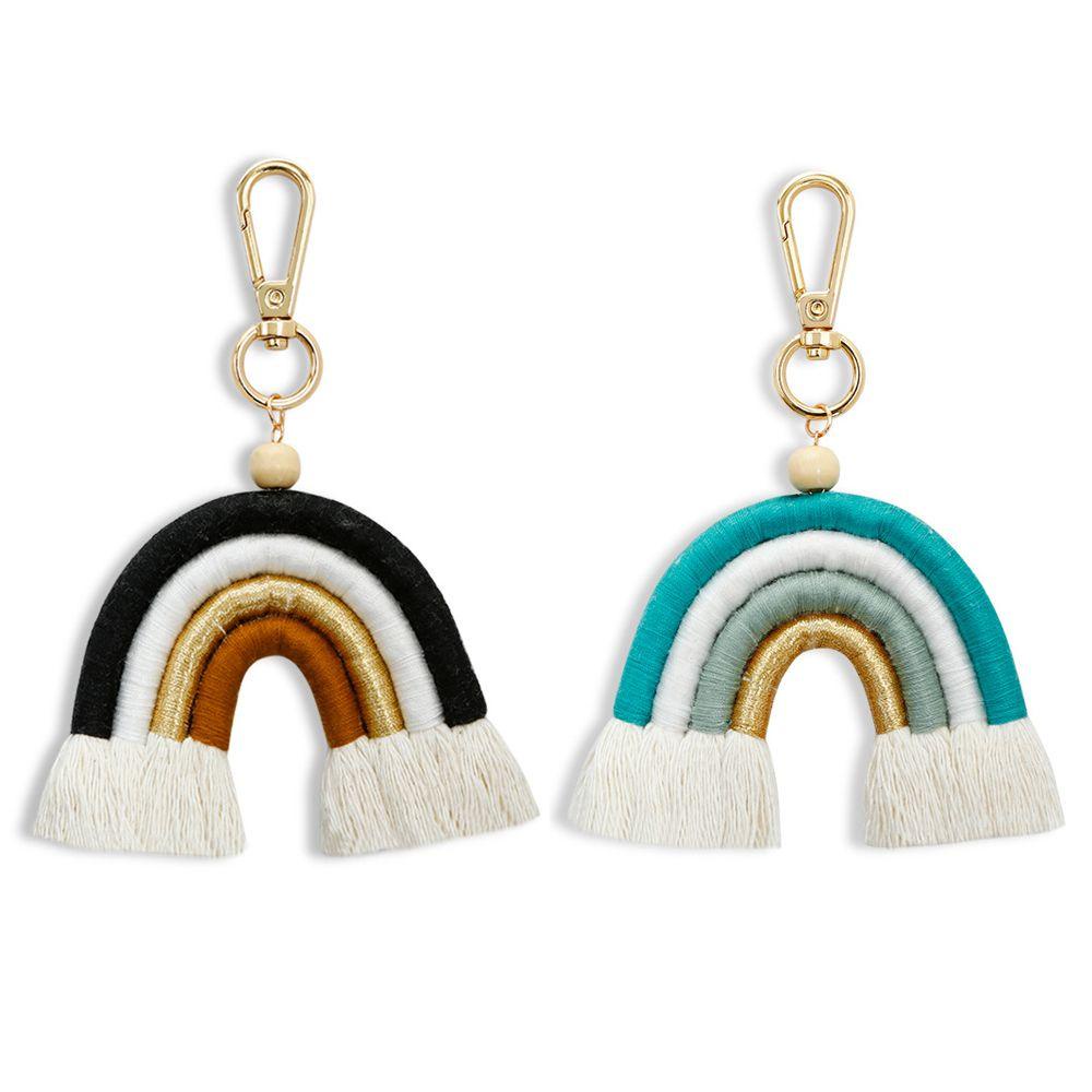 Giá Đỡ Vòng Nhẫn Dệt Thủ Công Màu Cầu Vồng Treo Xe Hơi