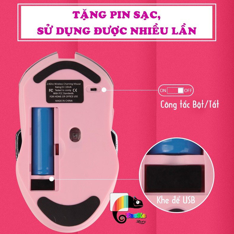 Chuột game thủ màu Hồng không dây, RGB Led, Dream Pink I Wriless Pink Gaming Mouse RGB LED