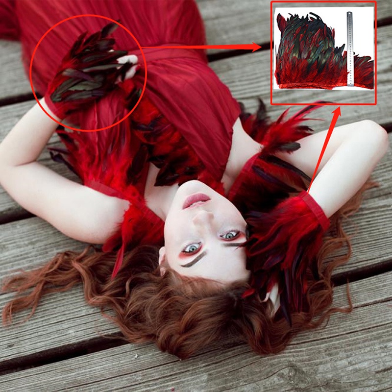 1 Dây Ruy Băng Lông Gà Đen Tự Nhiên Dài 13-18cm Trang Trí Tiệc