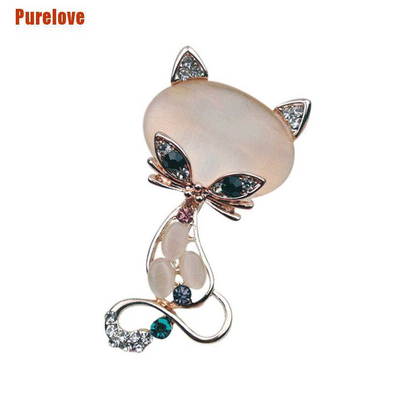 Ghim Cài Áo Hình Cáo Đính Đá Opal Dễ Thương