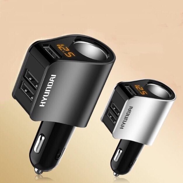 Tẩu sạc HYUNDAI 1 tẩu tròn và 3 USB nhỏ - có đèn led báo điện ap acquy - Bình An Auto