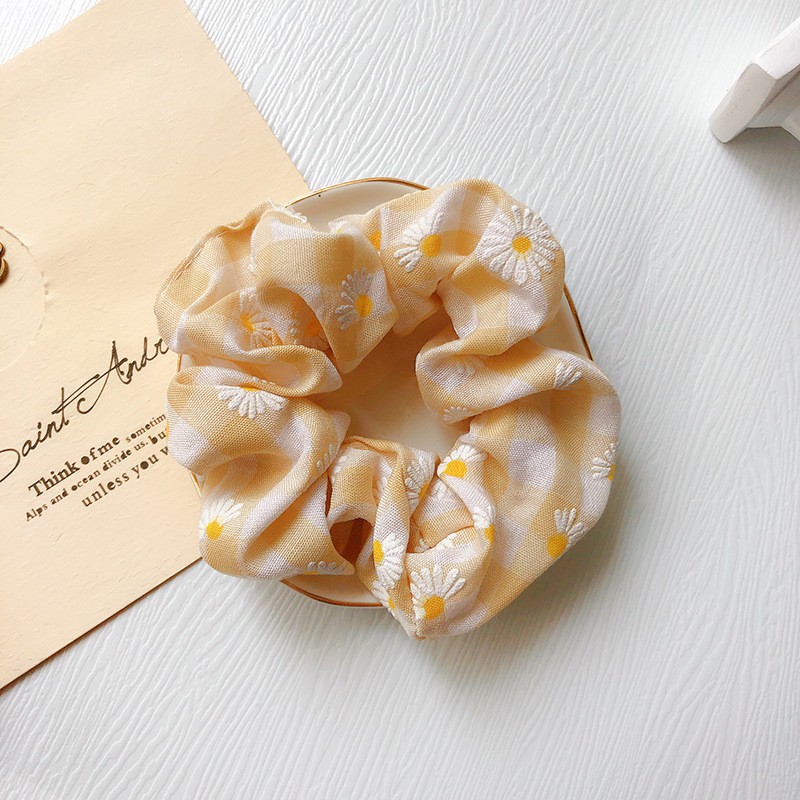 INS Cúc Scrunchies Dây Buộc Tóc Hoa