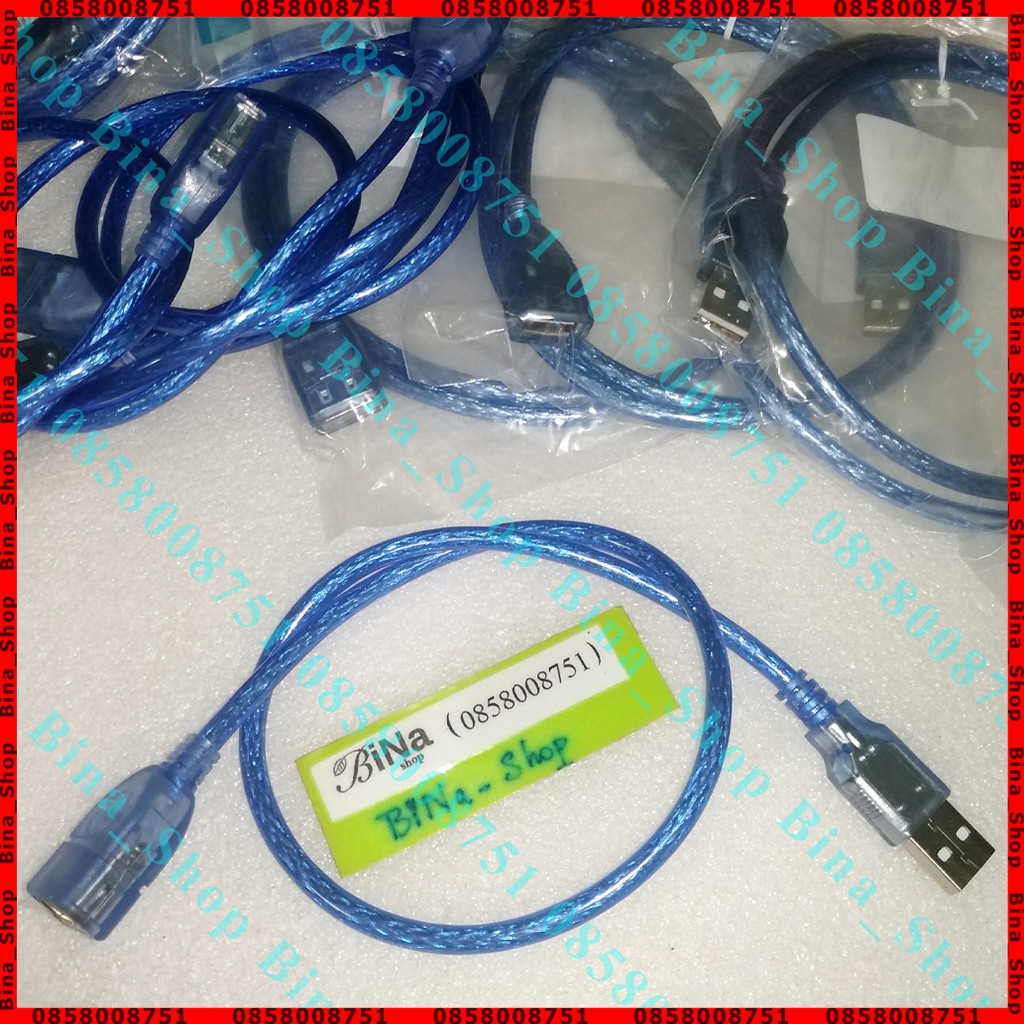Cáp nối dài USB 2.0 0,3 mét/0,5 mét/1 mét/1,5 mét/2 mét màu xanh trong