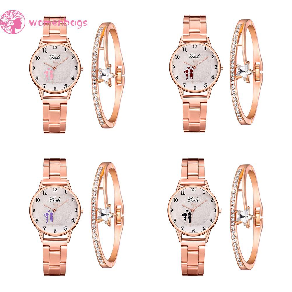 Đồng Hồ Nữ Dây Kim Loại Mặt Ngôi Sao Đính Đá Thanh Lịch