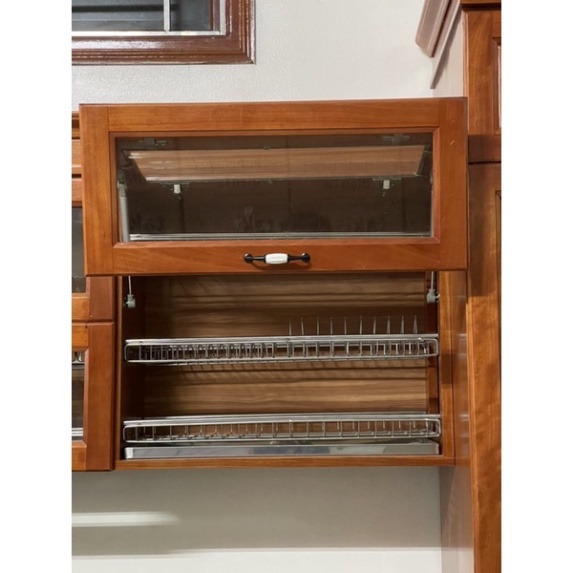 Bộ giá bát đĩa inox lắp tủ bếp 2 tầng kèm khay hứng nước inox chắc chắn bền đẹp