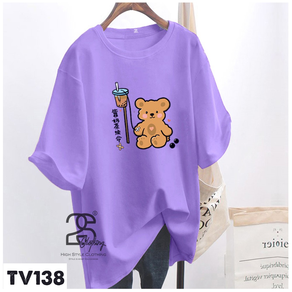 Áo Thun Tay Lỡ 2s Clothing Áo Phông Hình Teddy Dễ Thương Unisex Nam Nữ Cotton Oversize Form Rộng Giá Rẻ In Hình TV138 | BigBuy360 - bigbuy360.vn