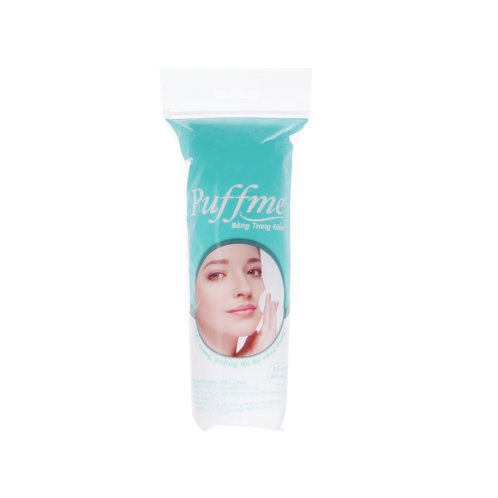 Bông tẩy trang điểm Puffme tròn hộp 80 miếng