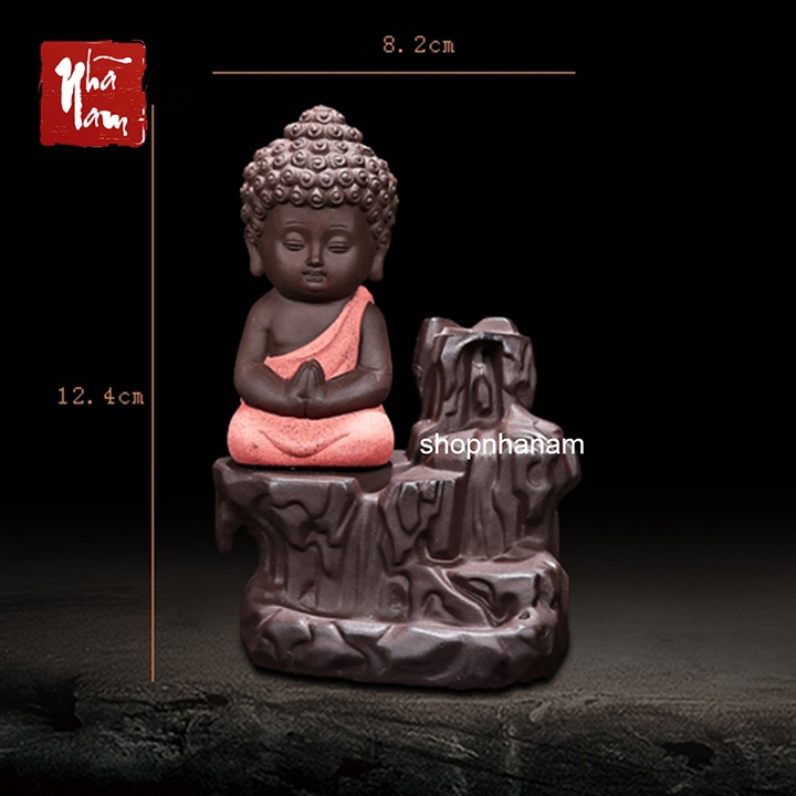 Thác khói trầm hương phật như lai tọa thiền núi đá tặng 1 nụ trầm