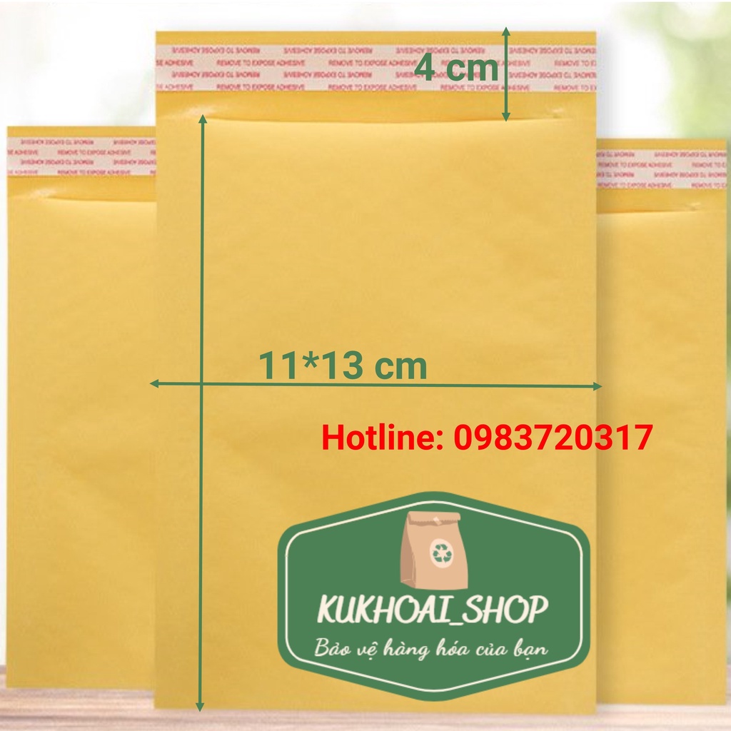 COMBO 50 Túi Đóng Hàng Cao Cấp Chống Sốc Chống Nước Màu Vàng Nhiều KT 11x13 11x15 13x15 12x16 12x18 cm