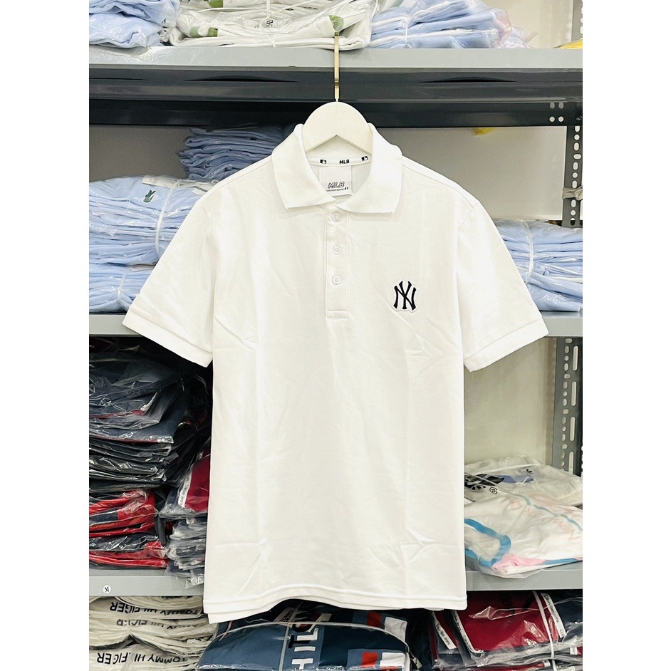 [HÌNH THẬT] ÁO THUN CỔ TRỤ MLB XANH MINT VNXK   - COTTON CÁ SẤU 100%