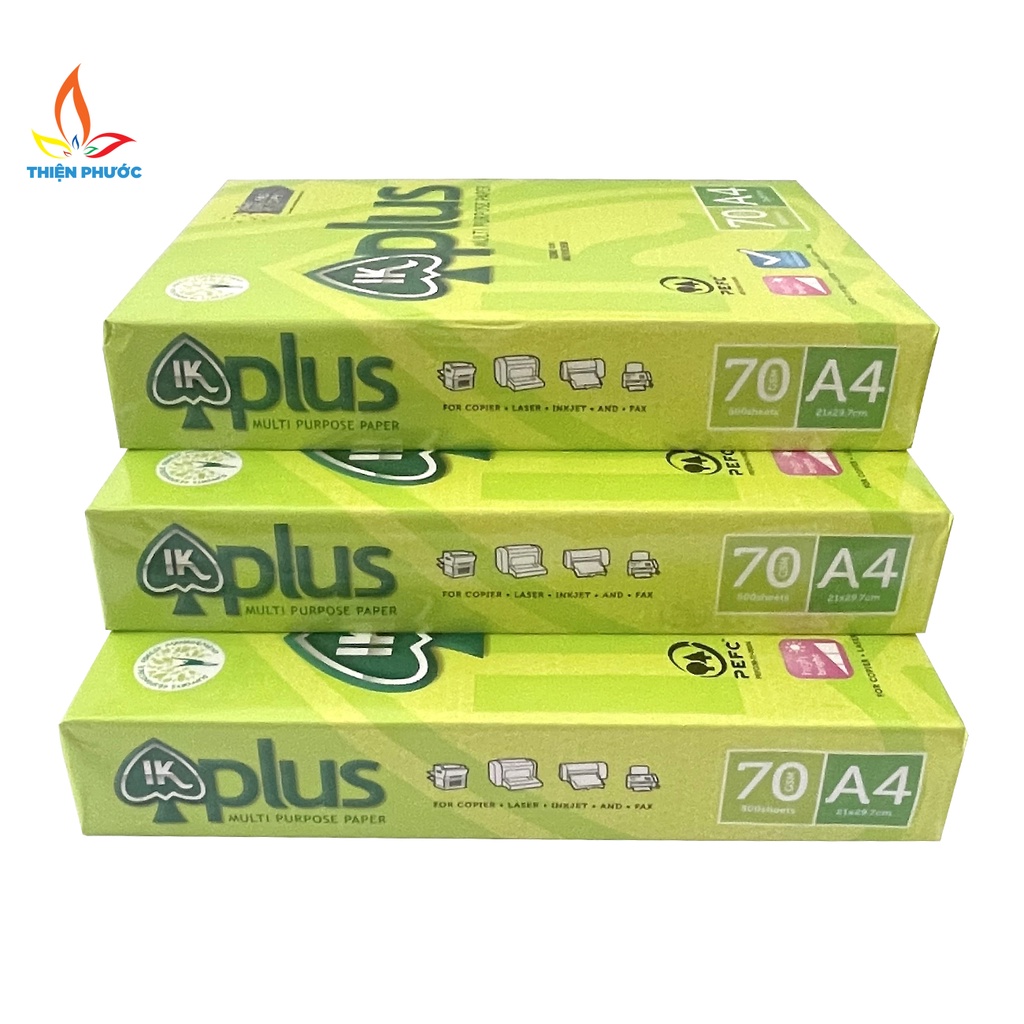 Giấy A4 IK Plus 70gsm dày 500 tờ xuất xứ Indonesia SUKADO GIKA470