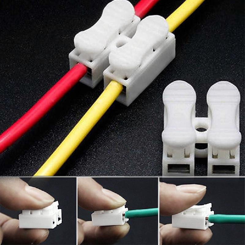 Quick 10pcs Cable Connector Terminal Clamp Spring Block Wire Connector Strip Led Wire Light Terminals