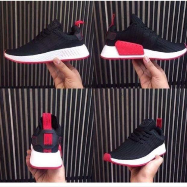 (Freeship+Full box) Giày NMD R2 🖤💨❤đen trắng đế đỏ B*&^ -vn11