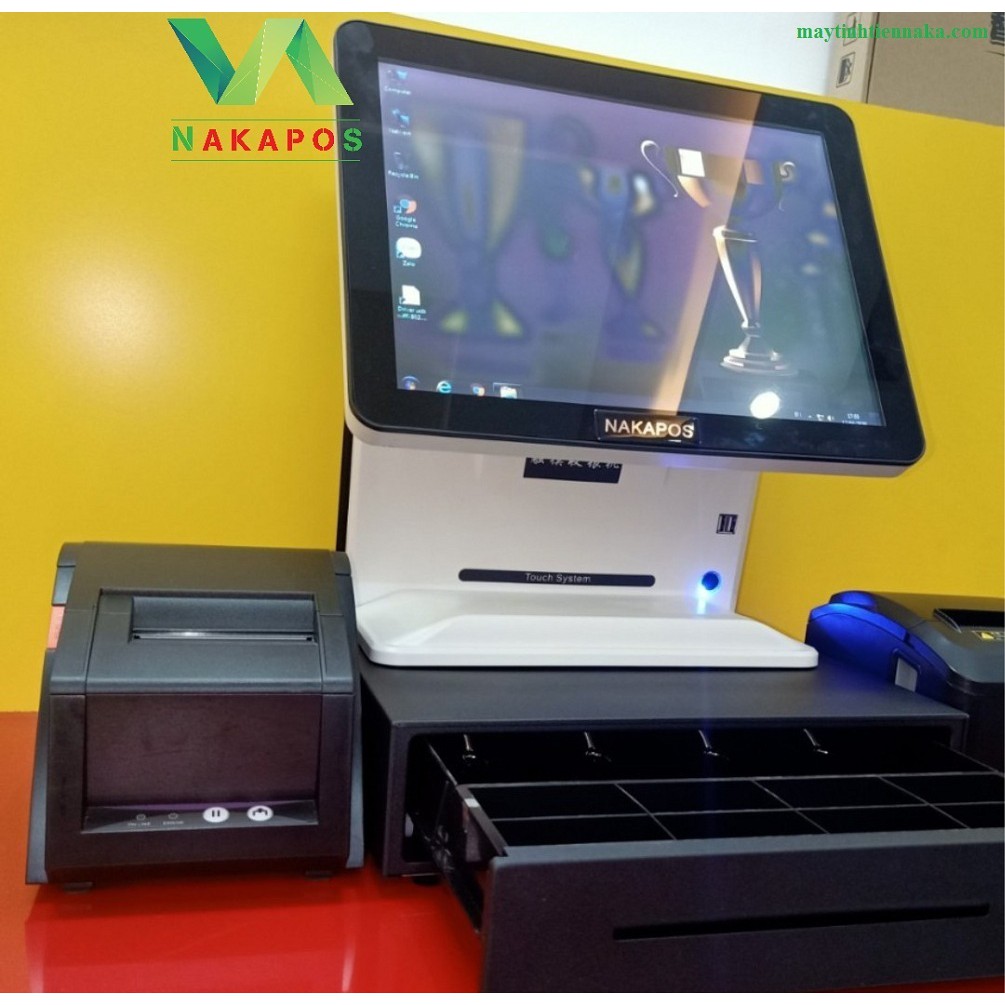 Trọn bộ máy tính tiền cảm ứng( Ứng dụng bán hàng Vĩnh Viễn+ Máy Pos Cảm Ứng + Máy In Bill + Ngăn Kéo + Giấy)