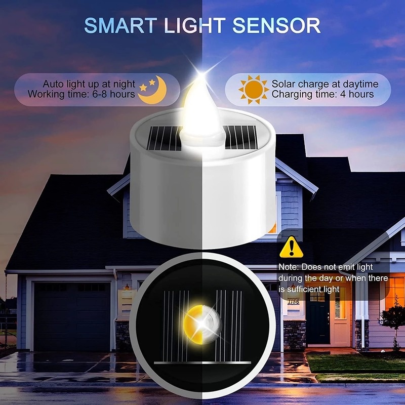 Đèn Led Năng Lượng Mặt Trời Hình Nến Chống Thấm Nước Trang Trí Sân Vườn