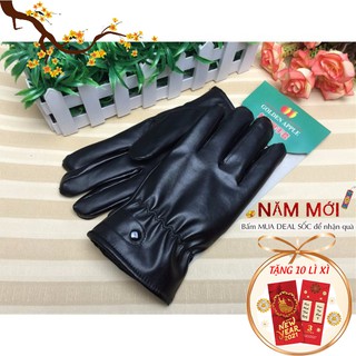 Găng Tay Da nam Nữ Lót Nỉ đi xe máy chống ướt lạnh dùng được điện thoải cảm ứng đi mưa A225