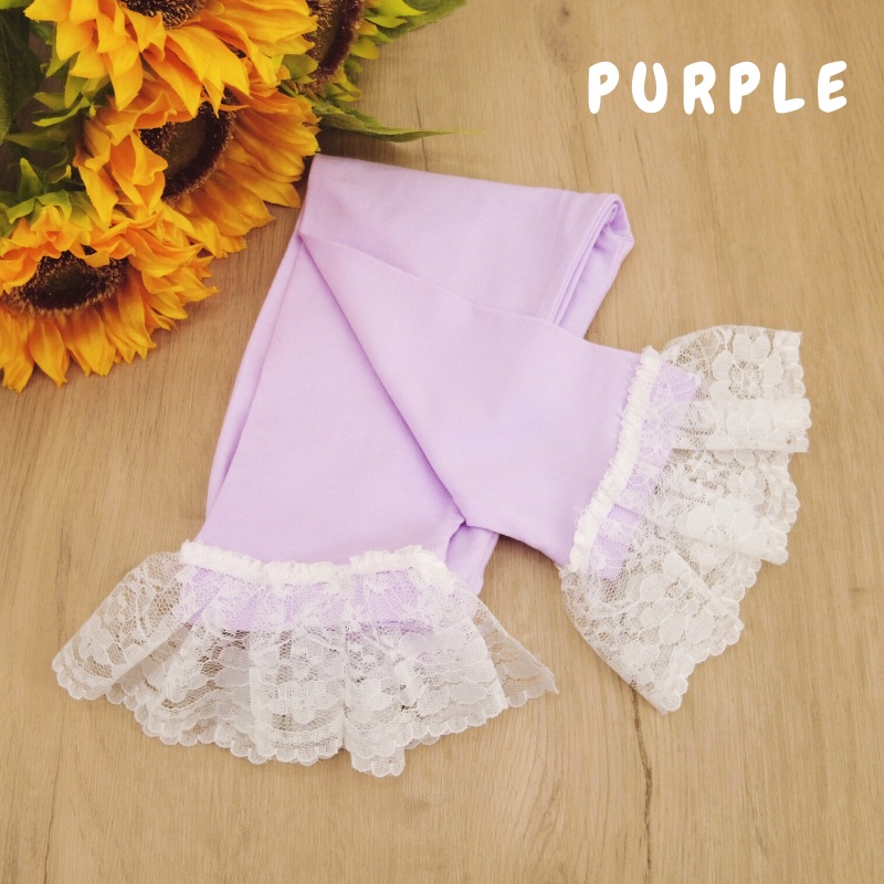 Girls Leggings Lace Candy Color Princess Cute Cropped Pants 100% Cotton Soft Kids Throusers Suit for T-shirt Drees