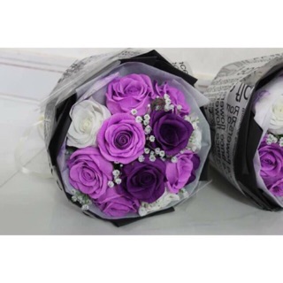Hoa giấy nhún handmade- Bó hồng tím