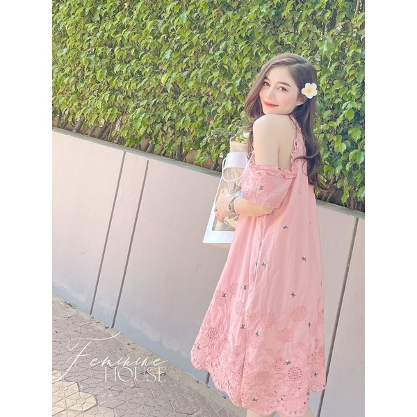 Đầm Hoa  Rớt Vai, váy hoa xinh, váy rớt vai xinh xắn diện hè