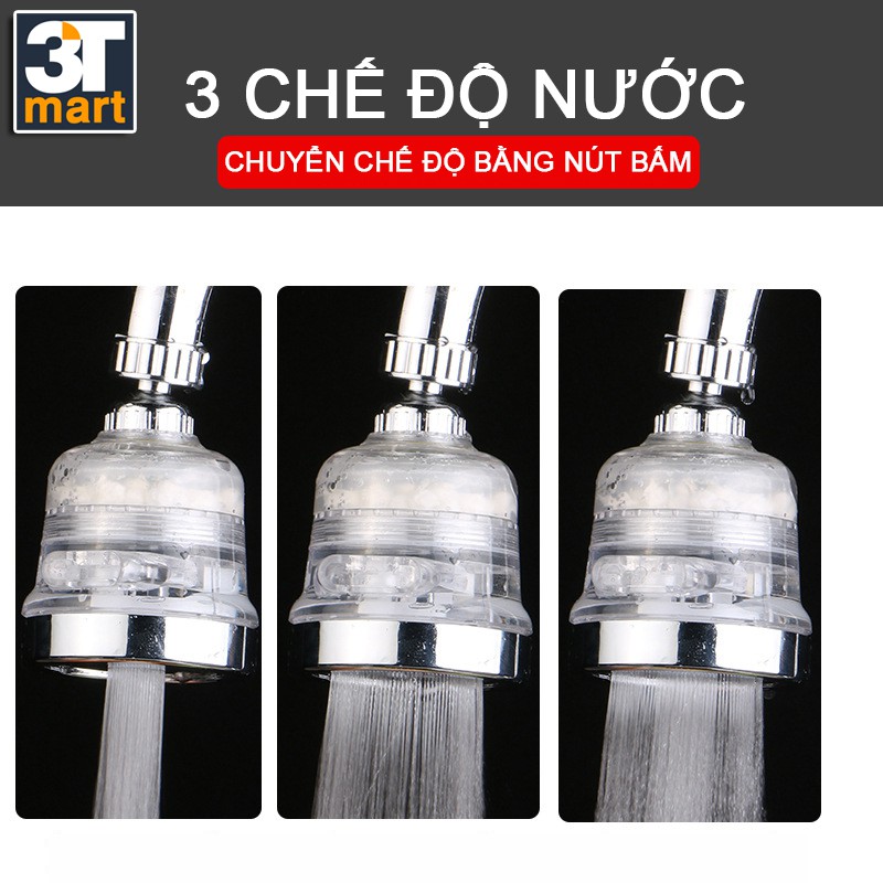 Đầu vòi rửa bát chén tăng áp BỔ SUNG ION ÂM điều hướng xoay 360 độ 3 chế độ nước C'MON DV-07 (LÕI ION ÂM)